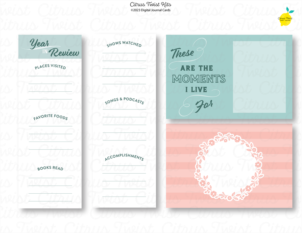 Life Crafted - YEAR IN REVIEW - Digital Journal Cards – Citrus Twist Kits