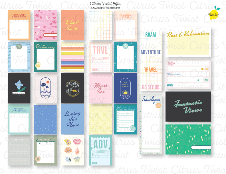 Life Crafted - TRAVELOGUE - Digital Journal Cards – Citrus Twist Kits