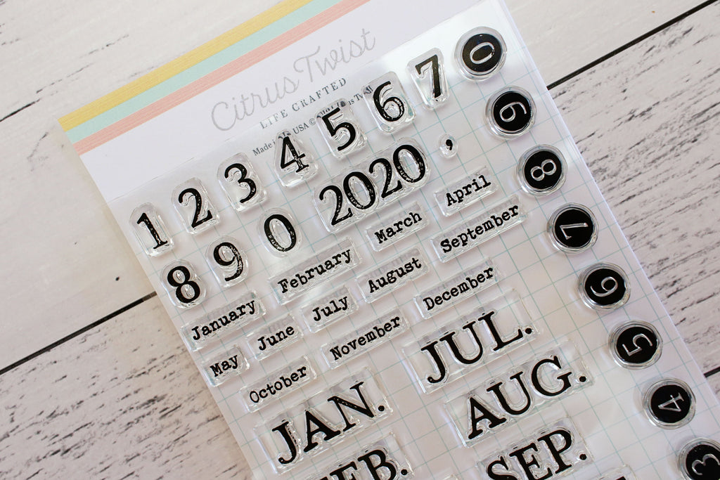 Citrus Twist 4 x 6 Typewriter Month & Number Stamp – Citrus Twist Kits