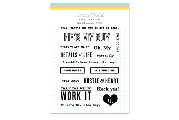 Vintage Citrus Twist 3" x 4" HUSTLE & HEART Kit Stamp