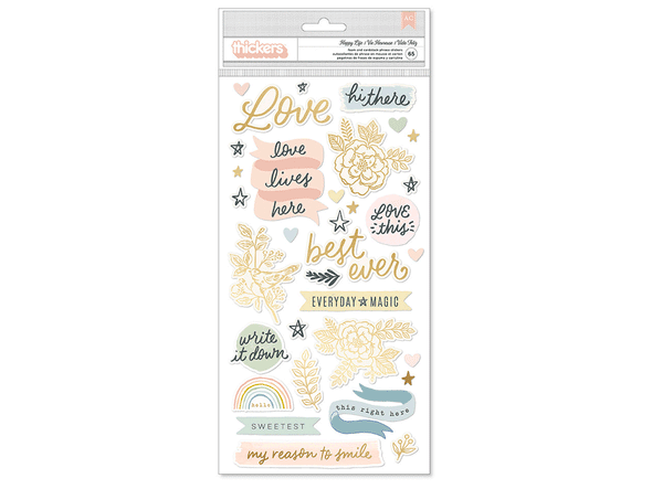 Crate Paper GINGHAM GARDENS - Happy Life Foam Stickers
