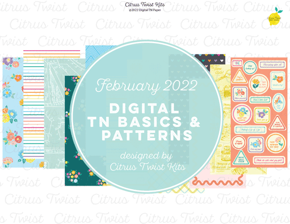 Life Crafted HANDCRAFTED- Traveler's Notebook Basics & Patterns Digital Paper - February 2022