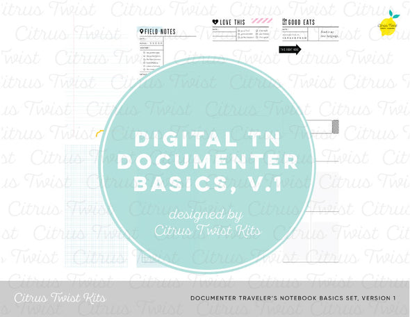 Documenter Traveler's Notebook Basics, Version 1, Digital Papers