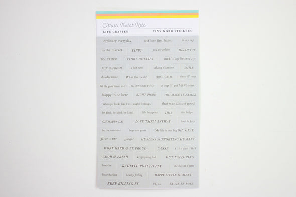 Citrus Twist GRATITUDE Soft Gray Tiny Word Stickers
