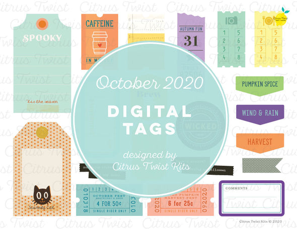 Printable - FLOURISH Digital Tags - October 2020