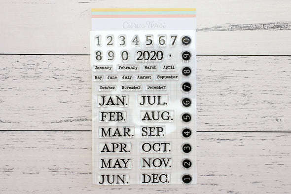 Citrus Twist 4" x 6" Typewriter Month & Number Stamp