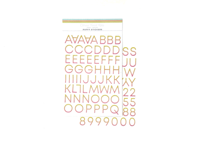 Citrus Twist Yellow to Pink Fade Alphabet Puffy Stickers